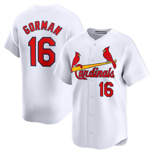 St. Louis Cardinals #16 Nolan Gorman White 2024 Home Limited Stitched Baseball Jersey