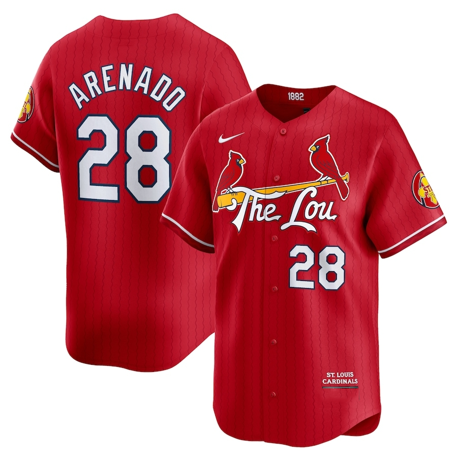 St. Louis Cardinals #28 Nolan Arenado 2024 City Connect Limited Player Jersey - Red Baseball Jerseys