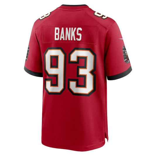 TB.Buccaneers #93 Eric Banks Game Jersey - Red American Football Jerseys