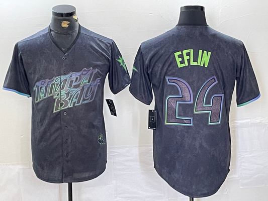 Tampa Bay Rays #24 Zach Eflin Charcoal 2024 City Connect Limited Cool Base Baseball Jersey