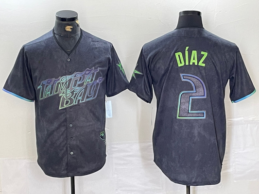 Tampa Bay Rays #2 Yandy Diaz Charcoal 2024 City Connect Limited Stitched Baseball Jerseys