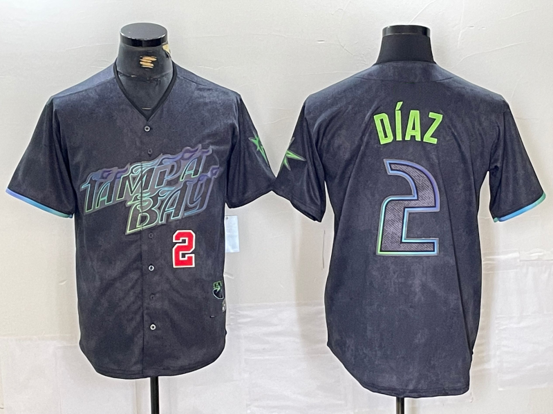 Tampa Bay Rays #2 Yandy Diaz Number Charcoal 2024 City Connect Limited Stitched Baseball Jerseys