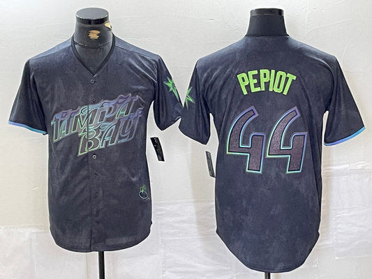 Tampa Bay Rays #44 Ryan Pepiot Charcoal 2024 City Connect Limited Cool Base Baseball Jersey