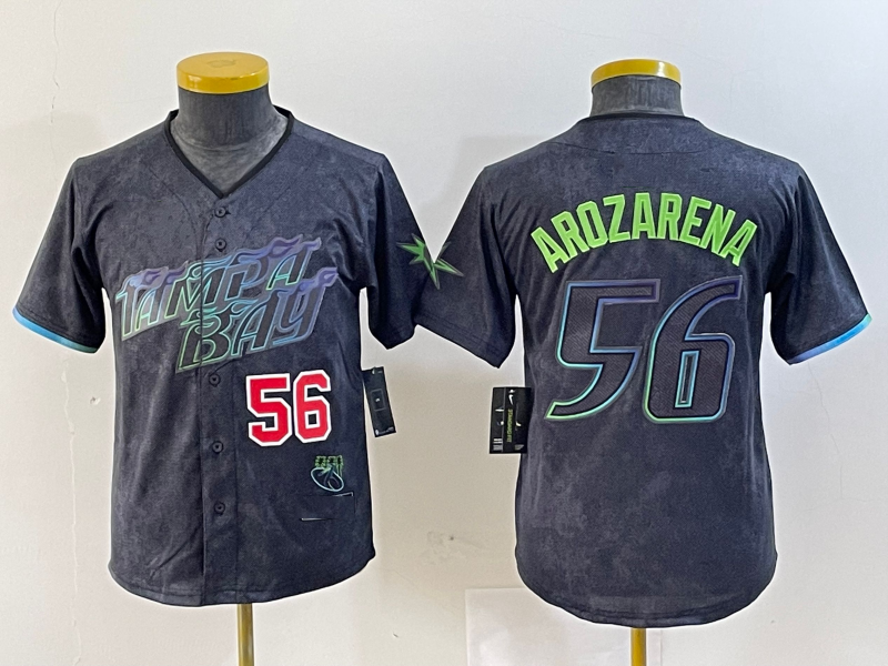 Tampa Bay Rays #56 Randy Arozarena Number Charcoal 2024 City Connect Limited Stitched Baseball Jerseys