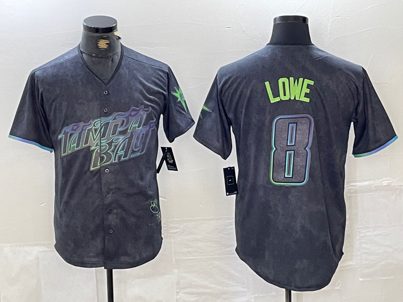 Tampa Bay Rays #8 Brandon Lowe Charcoal 2024 City Connect Limited Cool Base Baseball Jersey