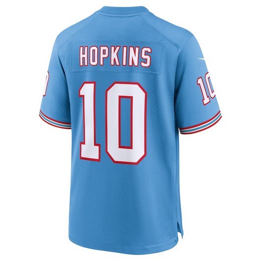 T.Titans #10 DeAndre Hopkins Oilers Throwback Player Game Jersey - Light Blue American Football Jerseys