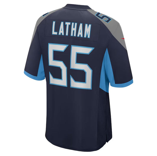 T.Titans #55 JC Latham 2024 Draft First Round Pick Player Game Jersey - Navy American Football Jerseys