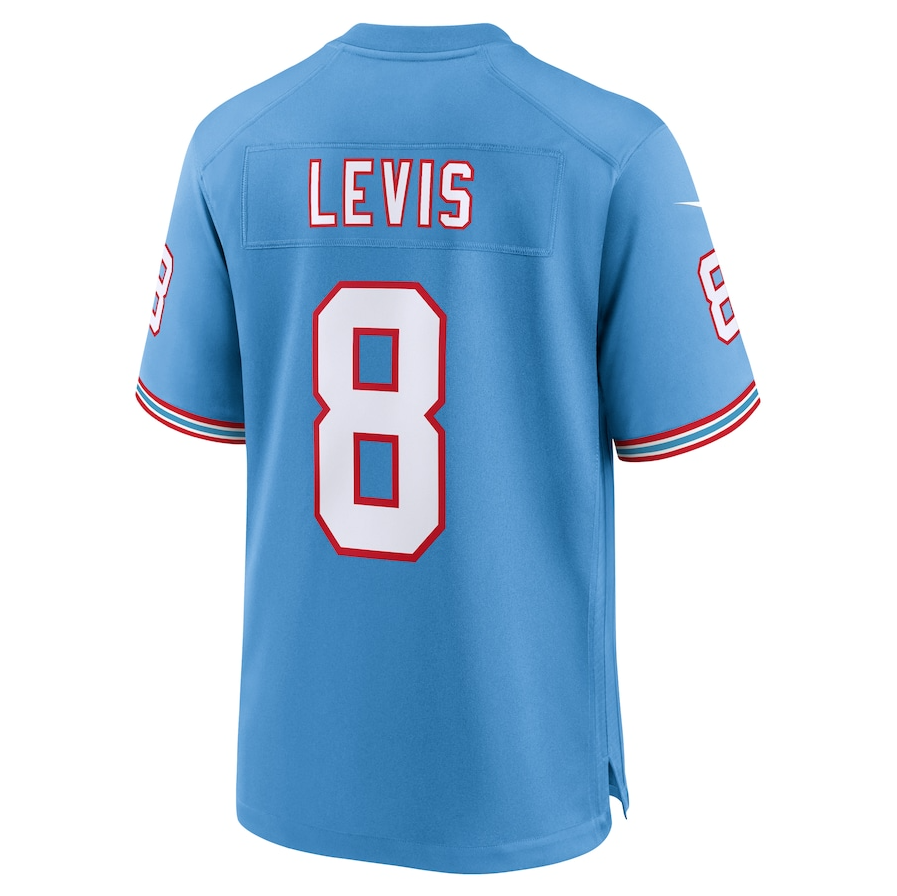 T.Titans #8 Will Levis Oilers Throwback Player Game Jersey - Light Blue American Football Jerseys