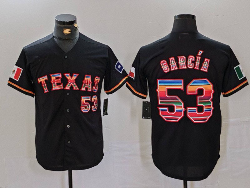 Texas Rangers #53 Adolis Garcia Black Rainbow Mexico Cool Base Stitched Baseball Jersey