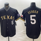 Texas Rangers #5 Corey Seager Number Black Gold Cool Base Stitched Baseball Jersey