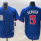 Texas Rangers #5 Corey Seager Royal Blue 2023 City Connect Stitched Baseball Jersey）