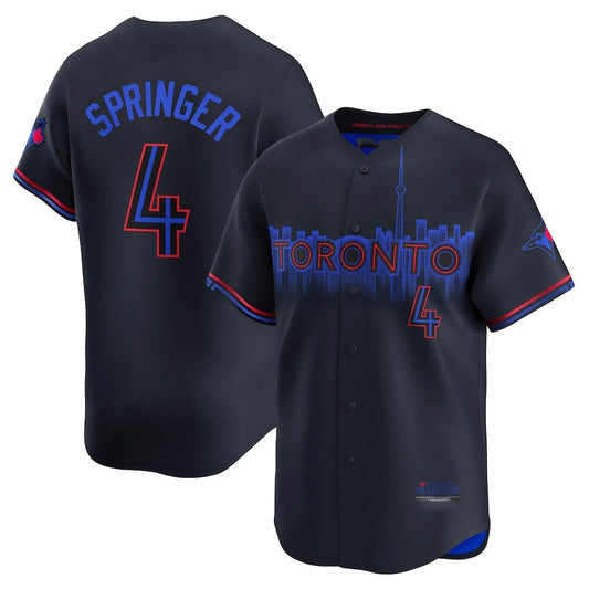 Toronto Blue Jays #4 George Springer 2024 City Connect Limited Player Jersey - Black Baseball Jerseys