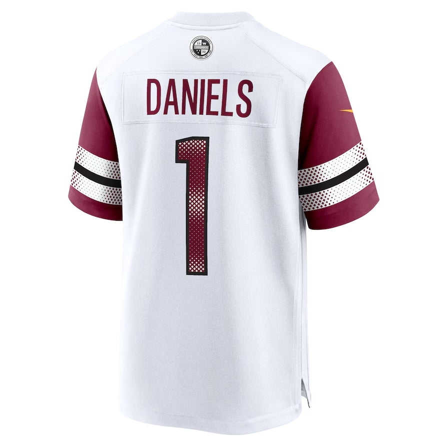 W.Commanders #1 Jayden Daniels 2024 Draft First Round Pick Player Game Jersey - White American Football Jerseys