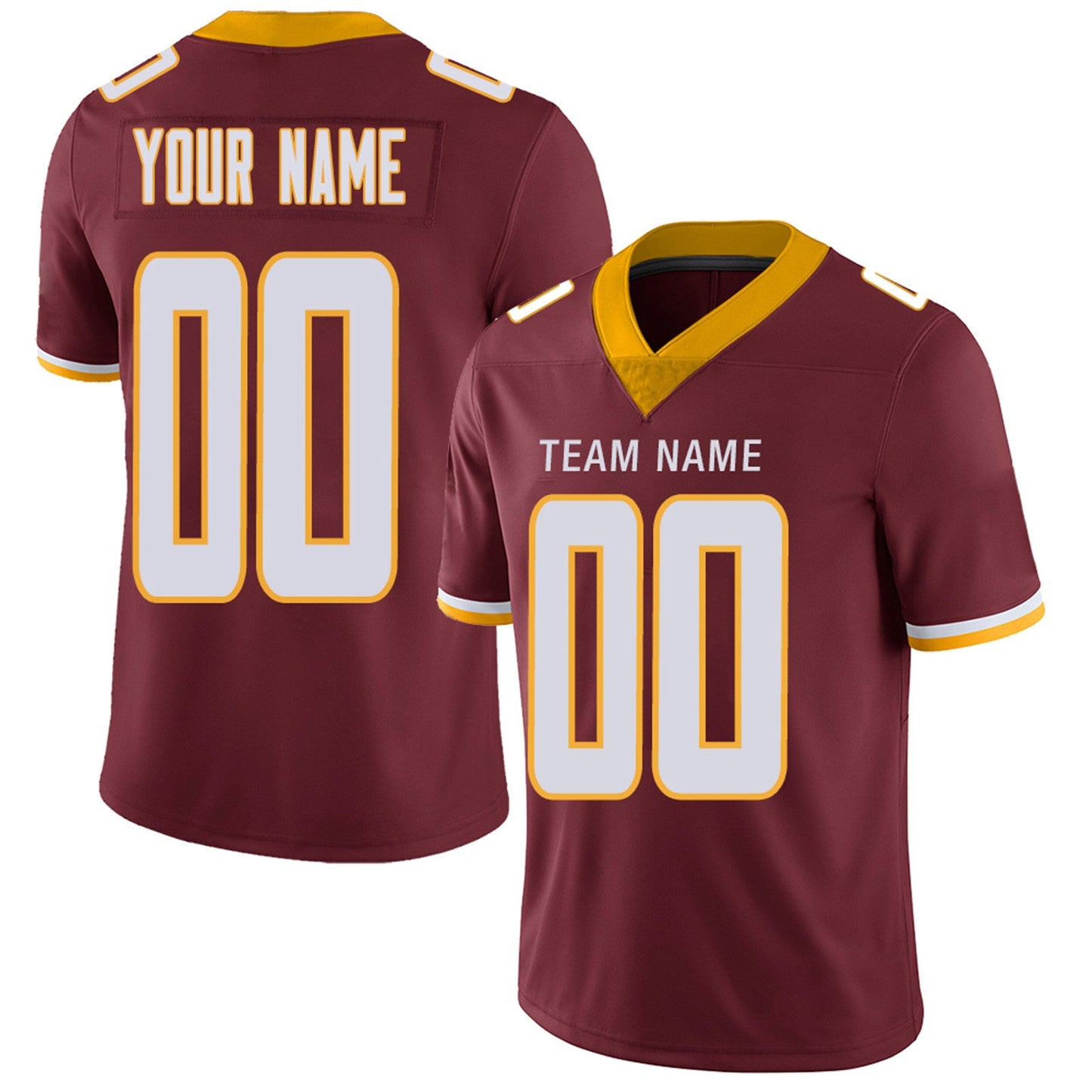 Custom W.Football Team Player or Personalized Design Your Own Name for Men's Women's Youth Jerseys Burgundy Football Jerseys