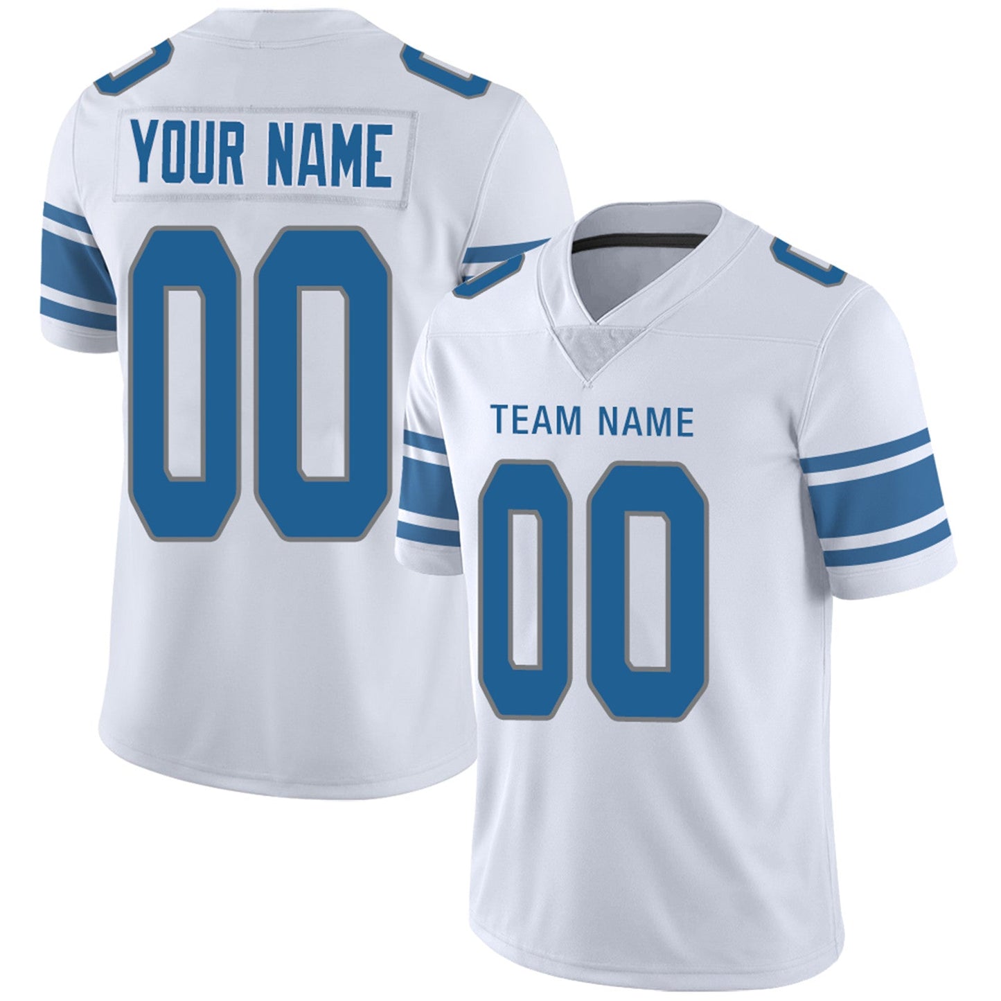 Custom D.Lions Football Jersey Team Player or Personalized Design Your Own Name for Men's Women's Youth Jerseys Blue