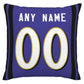 Custom B.Ravens Pillow Purple Football Team Decorative Throw Pillow Case Print Personalized Football Style Fans Letters & Number Birthday Gift Football Pillows