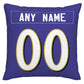 Custom B.Ravens Pillow Purple Football Team Decorative Throw Pillow Case Print Personalized Football Style Fans Letters & Number Birthday Gift Football Pillows