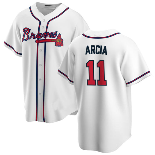 Atlanta Braves #11 Orlando Arcia White Alternate Authentic Player Jersey Stitches Baseball Jerseys