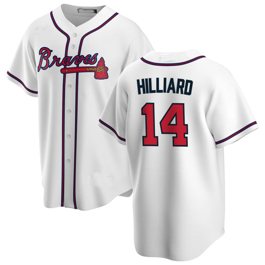 Atlanta Braves #14 Sam Hilliard White Alternate Authentic Player Jersey Stitches Baseball Jerseys