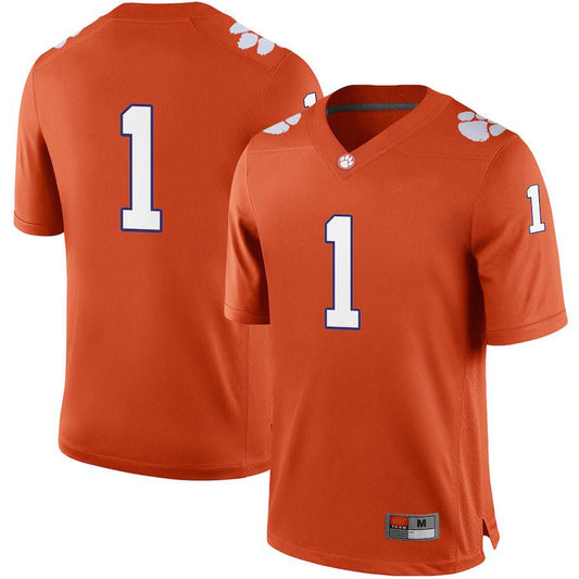 #1 C.Tigers Football Game Jersey  Orange Stitched American College Jerseys