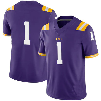 #1 L.Tigers Game Football Jersey Purple Stitched American College Jerseys