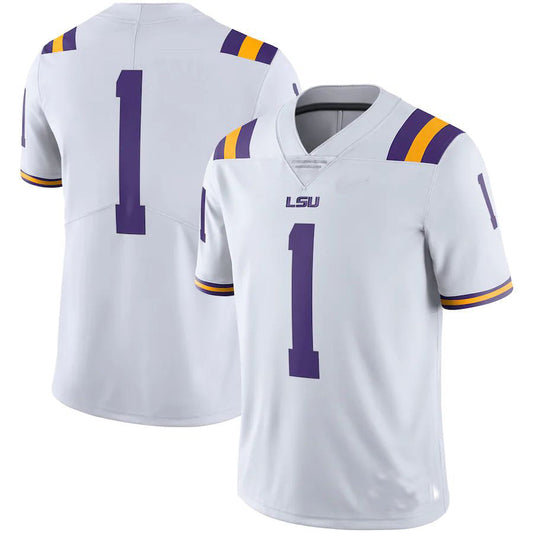 #1 L.Tigers Team Limited Jersey White Football Jersey Stitched American College Jerseys