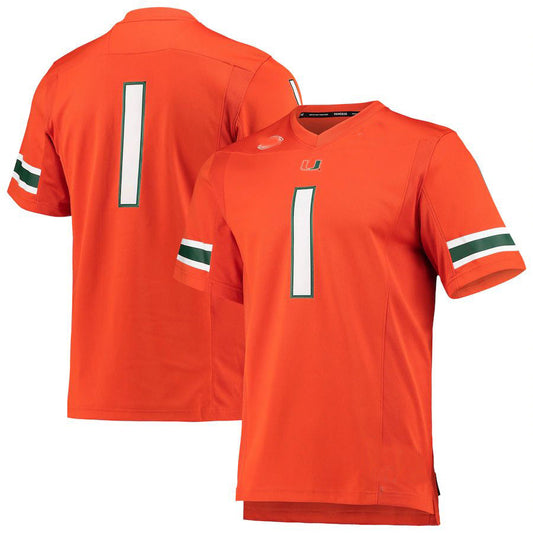 #1 M.Hurricanes Team Premier  Orange Football Jersey Stitched American College Jerseys