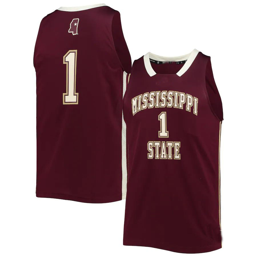 #1 M.State Bulldogs Reverse Retro Jersey Maroon Stitched American College Jerseys