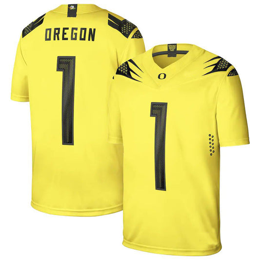 #1 O.Ducks Alternate Game Jersey Yellow Stitched American College Jerseys
