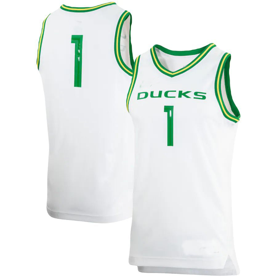 #1 O.Ducks Replica Team Basketball Jersey White Stitched American College Jerseys