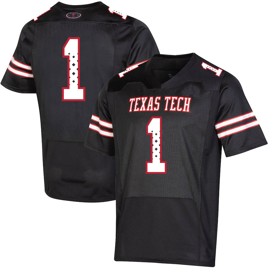 #1 T.Tech Red Raiders Under Armour Throwback Special Game Jersey Black Stitched American College Jerseys