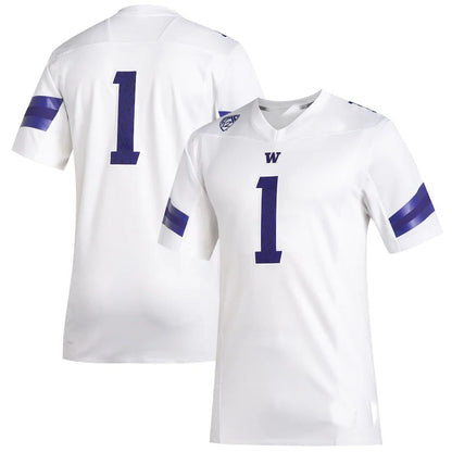 #1 W.Huskies Premier Football Jersey White Stitched American College Jerseys