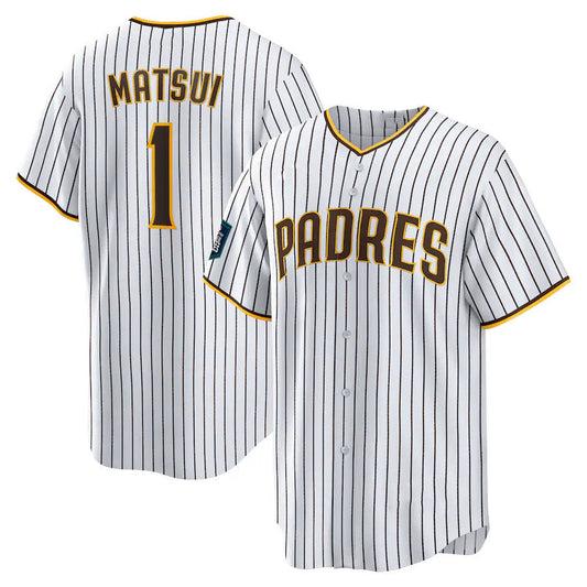San Diego Padres #1 Yuki Matsui 2024 World Tour Seoul Series Home Replica Player Jersey - White Baseball Jerseys