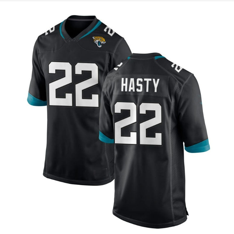 J.Jaguars #22 JaMycal Hasty Game Player Jersey Black Stitched American Football Jerseys