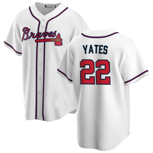 Atlanta Braves #22 Kirby Yates White Alternate Authentic Player Jersey Stitches Baseball Jerseys