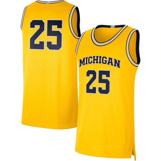 #25 M.Wolverines Jordan Brand Limited Basketball Jersey Maize Stitched American College Jerseys