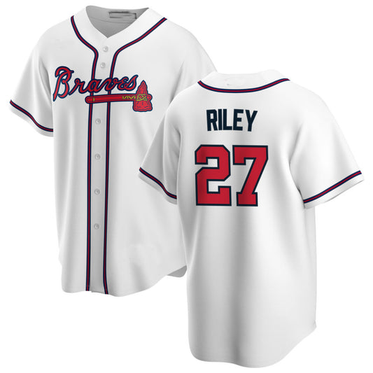 Atlanta Braves #27 Austin Riley White Alternate Authentic Player Jersey Stitches Baseball Jerseys