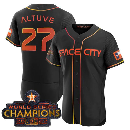 #27 Jose Altuve Houston Astros Black 2023 SPACE CITY CHAMPIONS FLEX JERSEY – ALL STITCHED Baseball Jerseys