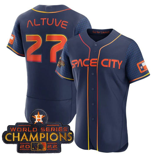 Houston Astros #27 Jose Altuve blue 2023 SPACE CITY CHAMPIONS FLEX JERSEY ALL STITCHED Baseball Jerseys