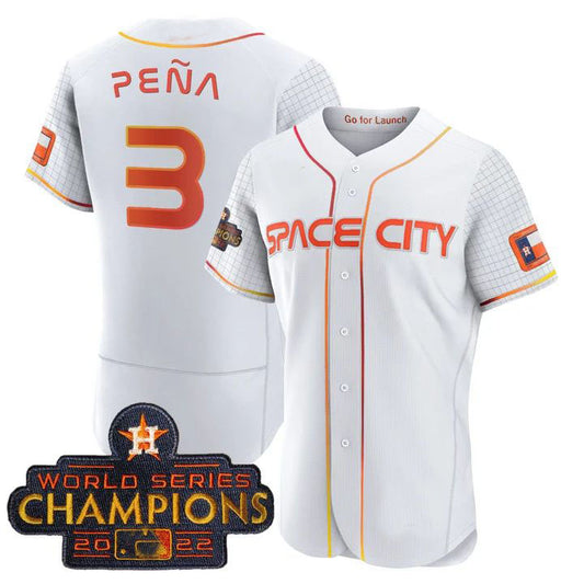 #3 Jeremy Pena Houston Astros White 2023 SPACE CITY CHAMPIONS FLEX JERSEY – ALL STITCHED Baseball Jerseys