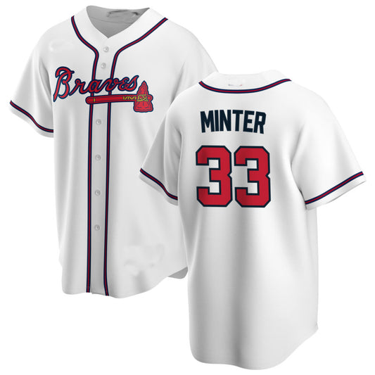 Atlanta Braves #33 A.J. Minter White Alternate Authentic Player Jersey Stitches Baseball Jerseys