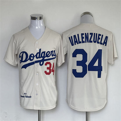 Los Angeles Dodgers #34 Fernando Valenzuela Mitchell & Ness Road 1981 Cooperstown Collection Authentic Jersey Rice white Baseball Jerseys