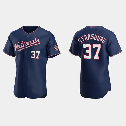 #37 STEPHEN STRASBURG WASHINGTON NATIONALS AUTHENTIC ALTERNATE JERSEY – NAVY Baseball Jerseys