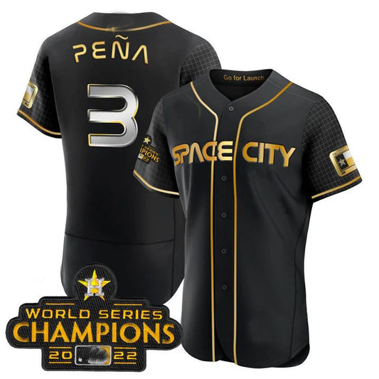 #3 Jeremy Pena Houston Astros black 2023 SPACE CITY CHAMPIONS FLEX JERSEY – ALL STITCHED Baseball Jerseys