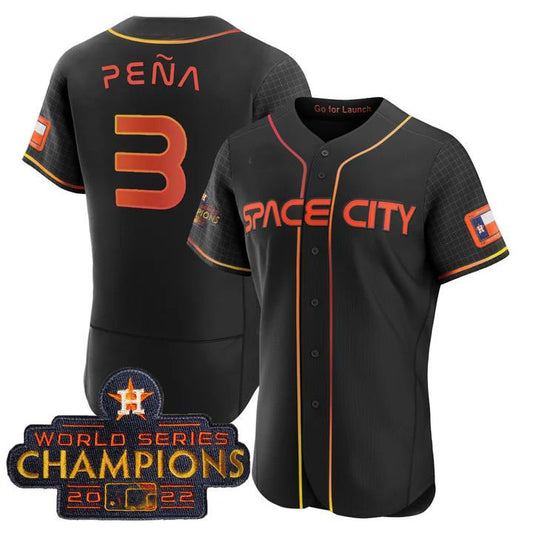 #3 Jeremy Pena Houston Astros 2023 SPACE CITY CHAMPIONS FLEX JERSEY – black  ALL STITCHED Baseball Jerseys