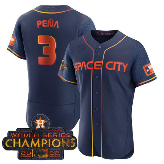 #3 Jeremy Pena Houston Astros 2023 SPACE CITY CHAMPIONS FLEX JERSEY – blue ALL STITCHED Baseball Jerseys