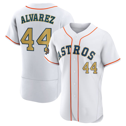 #44 Yordan Alvarez Houston Astros white 2023 gold collection authentic player jersey Stitches Baseball Jerseys