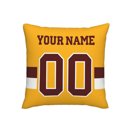 Custom Gold W.Commanders Decorative Throw Pillow Case - Print Personalized Football Team Fans Name & Number Birthday Gift