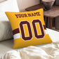 Custom Gold W.Commanders Decorative Throw Pillow Case - Print Personalized Football Team Fans Name & Number Birthday Gift