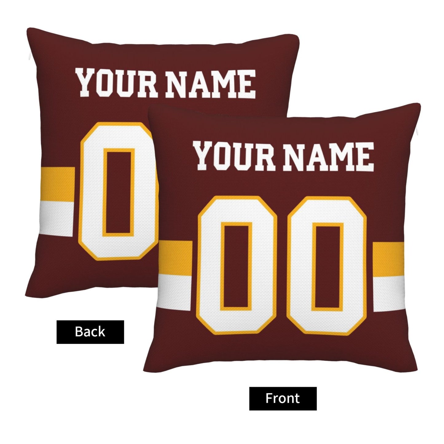 Custom Burgundy W.Commanders Decorative Throw Pillow Case - Print Personalized Football Team Fans Name & Number Birthday Gift